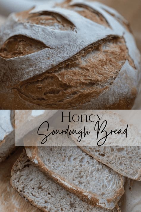 Sweetened with honey instead of granulated sugar, this Honey Sourdough Bread is soft and delicious. With a beautiful airy, fluffy crumb and a golden brown exterior, this has quickly become one of our family favorites. Enjoy it with a little butter and jam for breakfast or create a delicious sandwich for lunch. #FarmhouseOnBoone #HoneySourdoughBread Sourdough Bread Healthy, Honey Sourdough, Yummy Grilled Cheese, Soft Sourdough Bread, Homemade Sourdough Bread Recipes, Farmhouse On Boone, Easy Sourdough Bread Recipe, Sourdough Bread Starter, Sourdough Bread Sandwiches