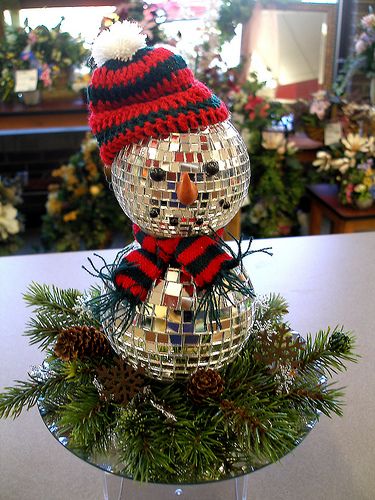 #Love this snowman:) Fun Snowman Disco Ball Snowman, Disco Ball Ornaments, Mini Scarf, Christmas Crafty, Office Christmas Decorations, Disco Balls, Christmas Wonderland, For Eyes, Christmas Charms