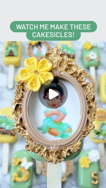 Rida's Dessert Galaxy on Instagram: "Watch me make these magical Princess Tiana cakesicles! 😋💚👑

Note: This video only shows the last few steps of making these cakesicles lol. There are a whole lot of other steps before which I didnt record but I will in the future hopefully!

Oh and the final step is photographing and then admiring the pics for days hehe 🤣

🌟 Follow for more custom treats & tips! 

#ajaxcakes #ajax #cakesiclesofinstagram #cakesicles #princesstiana #cakesicletutorial #princesstianacakesicles #theprincessandthefrog #princessandthefrog #princessandthefrogcakepops #princessandthefrogcakesicles #princesstianacake #princesstianacakepops #ridasdessertgalaxy" Custom Treats, Magical Princess, Princesa Tiana, Princess Tiana, Princess Theme, Party Treats, The Princess And The Frog, Cake Pops, Follow For More