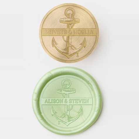 Vintage anchor and names nautical wedding wax seal stamp Wedding Wax Seal, Nautical Wedding, Wax Seal Stamp, Seal Stamp, Perfect Palette, Wax Seal, Wax Seals, Vintage Shops, Note Pad