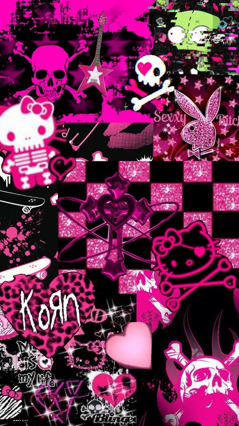 vacation bible school <3 #emo #ayesha #playboy #korn #hellokitty #pink #scene #alt Scene Queen Wallpaper, Pink Scenecore Wallpaper, Emo Pink Wallpaper, Ayesha Wallpaper, Mcbling Background, Pink Emo Wallpaper, Scene Aesthetic Wallpaper, Pink Scenecore, Scene Kid Wallpaper