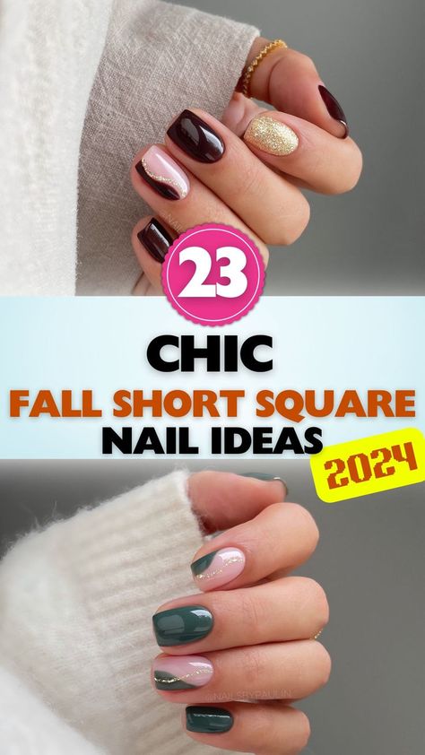 Elevate your fall manicure with these classy short square nail designs. Explore sophisticated ideas that will be trending in 2024. Short Square Oval Nail Designs, Brown Nail Ideas Short, Fall Nails Super Short, Short Square Acrylic Nails Funky, Chic Square Nails, Elegant Fall Nails Square, Fallnails Autumn Short Square, Structured Gel Manicure Designs Short, Cute Nails For Fall Short Square