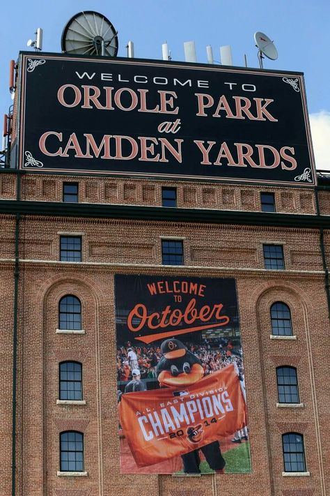 Major League Baseball Stadiums, Baltimore Ravens Football, Mlb Stadiums, Camden Yards, Baltimore Orioles Baseball, Ravens Fan, Baseball Park, Ravens Football, Orioles Baseball