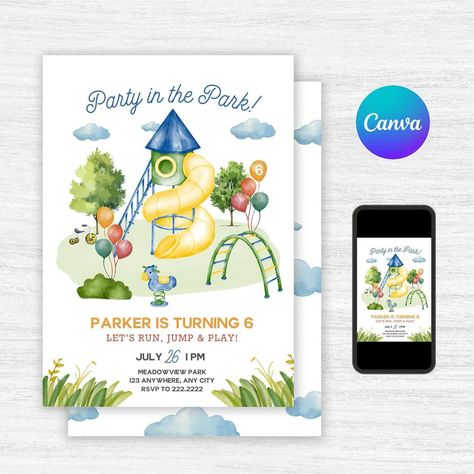 🌳 Celebrate your little one’s big day with our adorable “Party in the Park” birthday invite! Perfect for outdoor adventures, this digital design captures the fun and excitement of a park party. 🌞🎈 ✨ Easy to customize ✨ Instant download ✨ Available now in our Etsy shop! Tap the link in our bio to shop now and make your child’s party unforgettable! Tag someone who’s planning a special celebration! 🛝🎂 #BirthdayInvites #PartyInThePark #KidsBirthday #DigitalDesign #ArataDigitalArts #etsy #etsys... Park Birthday Party Invitations, Park Birthday Invitations, Party In The Park, Park Party, Park Birthday, Invitation Digital, Colorful Party, Printable Invitations, Digital Invitations