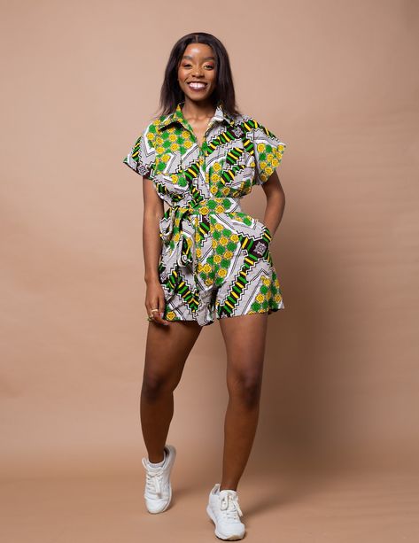 Rianna Ankara Playsuit, Jumpsuit, African Print, Ankara Clothing, - Etsy Ankara Playsuit, Ankara Jumpsuit Styles, Short Jumpsuits For Women, African Print Jumpsuit, Ankara Jumpsuit, Playsuits Outfit, Moda Afro, Ankara Clothing, 2piece Outfits