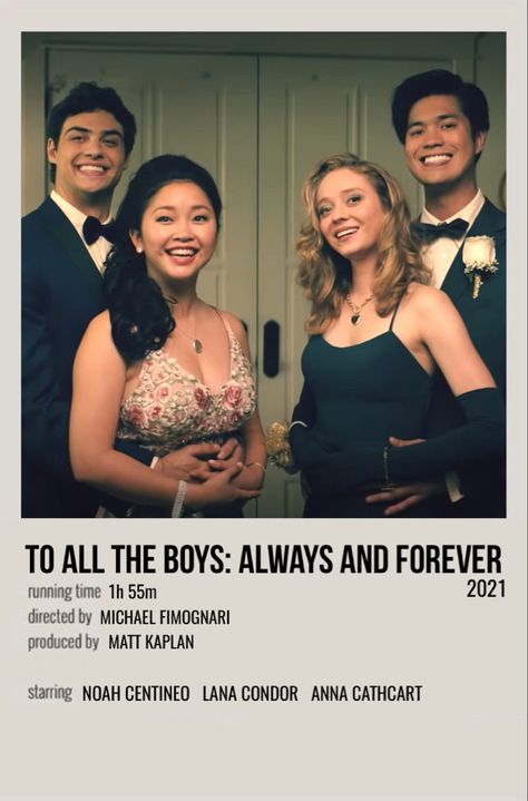 minimal polaroid movie poster for to all the boys: always and forever Polaroid Movie Poster, Movie Tracker, Indie Movie Posters, Movies For Boys, Music Poster Ideas, Lara Jean, Movie Poster Wall, Movie Covers, Cinema Movies