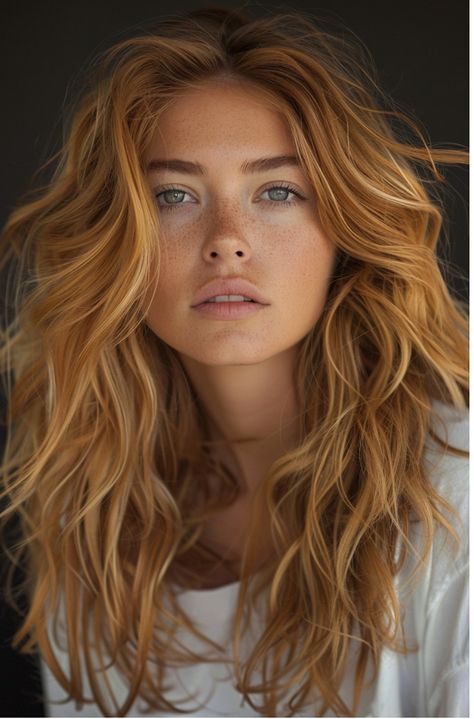 Haircuts For Frizzy Wavy Hair, Wavy Ginger Hair, Pelo Color Cobre, Beachy Haircut, Red Hair Long, Beachy Waves Hair, Summer Hair Trends, Blonde Hair Transformations, Strawberry Blonde Hair Color