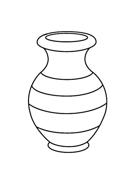 Flower Vase Coloring Pages, How To Draw Vase, Vase Templates Free Printable, Vase Doodle, Vase Coloring Pages, Vase Outline, Vase Template, Vase Clipart, Flower Vase Drawing