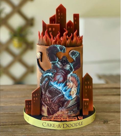 King Kong Vs Godzilla Birthday Cake, King Kong Cake, Godzilla Vs Kong Cake, King Kong Vs Godzilla Cake, King Kong Birthday Party, King Kong Vs Godzilla Birthday Party, Godzilla Cake, Godzilla Birthday Party, Godzilla Birthday