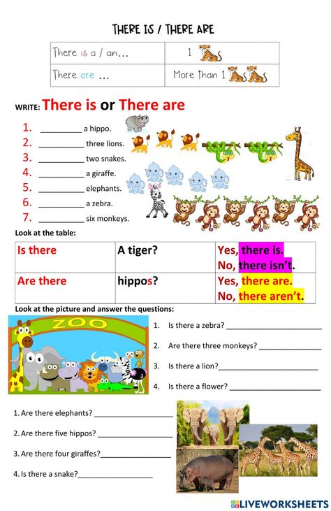 There Is Or There Are Worksheet, Is There Are There Worksheet, There Is There Are Worksheet, Classroom Bulletin Boards Elementary, English Grammar Exercises, Grammar For Kids, English Learning Books, English Teaching Materials, Learning English For Kids