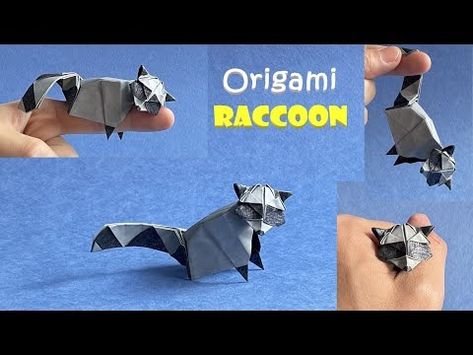 Raccoon Origami, How To Fold, Racoon, New Version, Paper Size, Color Change, Origami, Step By Step, Blue