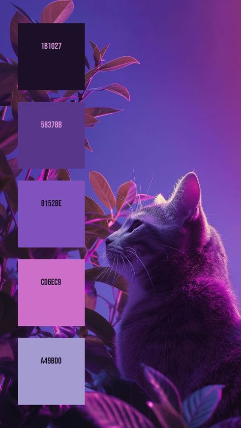 Colors: 1B1027 ° 58378B ° 8152BE ° CD6EC9 ° A49BD0 Flat Color Palette, Color Design Inspiration, Purple Color Palettes, Harmony With Nature, Color Palette Bright, Brand Color Palette, Artist Aesthetic, Pixel Art Design, Eyes Closed