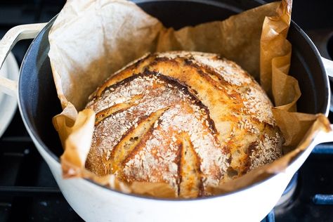 No-Knead Sourdough Bread | Feasting At Home Artisan Sourdough Bread Recipe, Easy Sourdough Bread Recipe, Escapade Gourmande, Feasting At Home, Dutch Oven Bread, Cinnamon Swirl Bread, Easy Sourdough, Homemade Sourdough Bread, Pain Au Levain