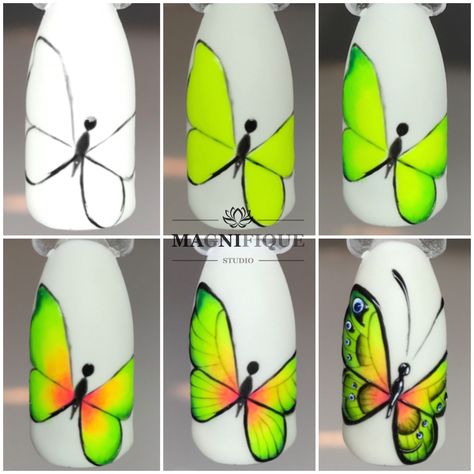 Butterfly nail design step by step tutorial  Indigo nails lab Step By Step Butterfly Nail Art, Butterfly Nails Step By Step, Nails Art Step By Step, Nails Step By Step Design, Nail Step By Step, Nail Design Step By Step, Butterfly Nails Design, Butterfly Nail Art Designs, Butterfly Nail Design