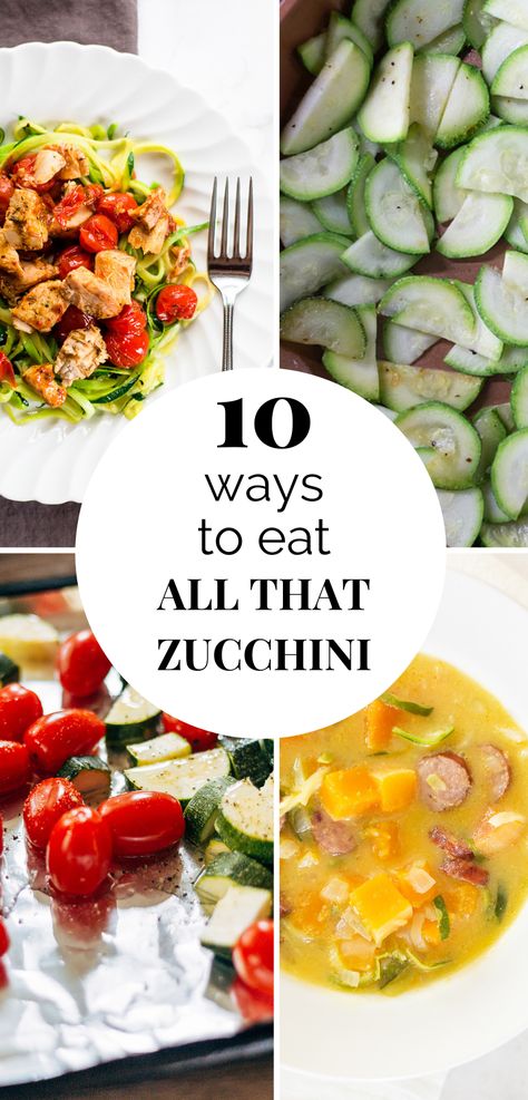 Grow too much zucchini this summer? Or buy too much at the store? Here are some ideas for different ways to eat all that zucchini. Make zoodles for a pasta replacement or soup, roast it up, make zucchini bread. Check out all our delicious zucchini ideas. Pasta Replacement, Zucchini Ideas, Zoodles With Chicken, Cook Zucchini, Veggie Enchiladas, Butternut Recipes, Chicken Zoodle Soup, Yummy Vegetable Recipes, Zucchini Chips Baked