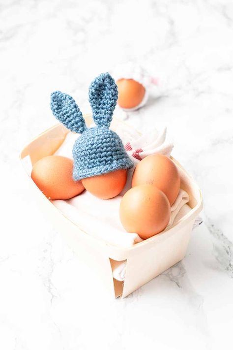 Crochet Egg Cozy, Egg Cozy, Easter Egg Bunny, Making Easter Eggs, Cozy Crochet Patterns, Easter Morning, Cozy Crochet, Bunny Hat, Bunny Tail