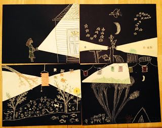 Florence Turnour's Blog: Flashlight Art Project Wordless Picture Books, Book Art Projects, 5th Grade Art, Classroom Art Projects, Arts Integration, Elementary Art Projects, Flash Light, Drawing Projects, Spring Art