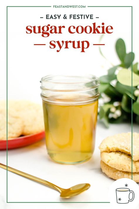 Mix sweet and buttery Sugar Cookie Syrup into coffee and espresso drinks or pour it over desserts to give them festive holiday cookie flavor. Sugar Cookie Syrup, What Is Simple Syrup, How To Make Syrup, Easy Holiday Baking, Almond Milk Latte, Thanksgiving Baking, Frozen Drinks Alcohol, Starbucks Holiday Drinks, Cinnamon Dolce Latte