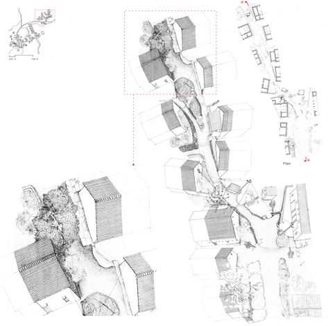 Landscape Architecture Plan, Architecture Design Presentation, Rural Architecture, Section Drawing, Presentation Styles, Architecture Model Making, Plan Drawing, Hand Sketch, Architecture Illustration