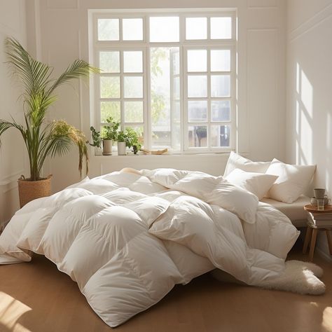 PRICES MAY VARY. Multi-Size Duvet Insert: Available in king size (106*90 in), queen size (90*90 in) and twin size (90*68 in) sizes for year-round use. Suitable for all season. Comfortable Fabric: Made of 100% cotton, the fabric is breathable, skin-friendly and durable. It adopts good high-density anti-fleece lining and reinforced seams to prevent inner down and feathers from escaping. Premium Filling: Filling is white goose feathers and white goose down, 42-65 oz fill. All comforter comply with White Duvet Bedding, White Fluffy Blanket, White Fluffy Bedding, Chambre Inspo, Fluffy Duvet, Fluffy Comforter, Fluffy Bedding, Fluffy Blanket, Goose Feather