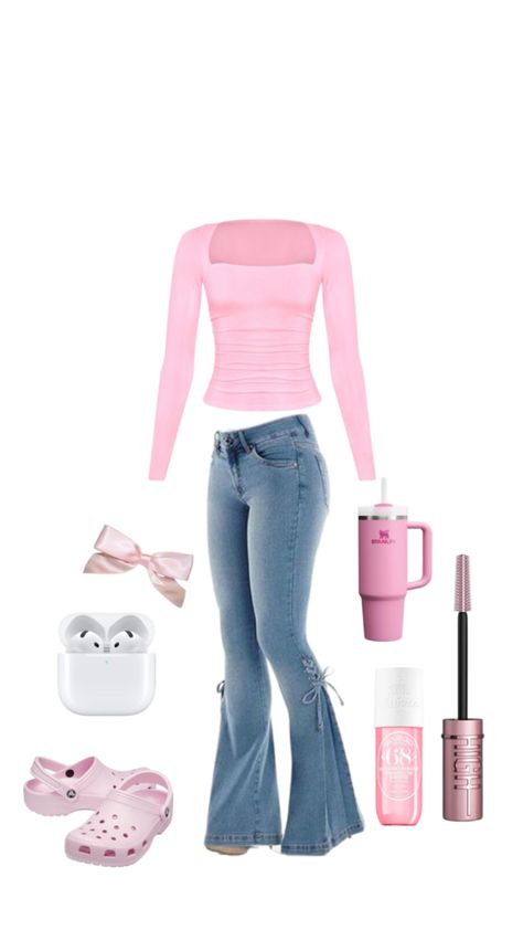 #pink #outfit #fyp #pin Pink Outfits Jeans, Pink Clean Girl Outfits, Pink Birthday Outfit Baddie, Regina George Outfit Inspiration, Pink Shein Outfits, Pink Theme Outfit, Pink Cute Outfits, Pink Outfit Y2k, Fashion Outfits Pink