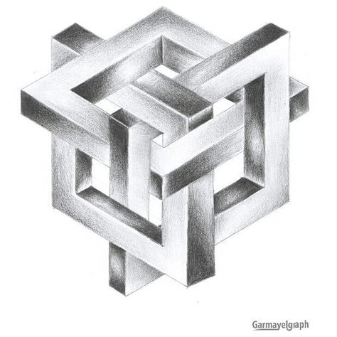 Impossible shape #art #drawing #draw #impossible #impossiblesquare #impossibletriangle #opticalillusion #garmayel Impossible Objects Art, Impossible Shape Tattoo, Shape Art Drawing, Impossible Square, Impossible Figures, Impossible Triangle, Impossible Shapes, Shape Tattoo, Tutorials Drawing