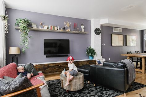 Living Room Paint Color Ideas Purple, Purple Walls Living Room, Purple Grey Paint Color, Grey Purple Paint, Purple Wall Paint, Wall Paint Color, Purple Paint Colors, Purple Living Room, Living Room Paint Color Ideas