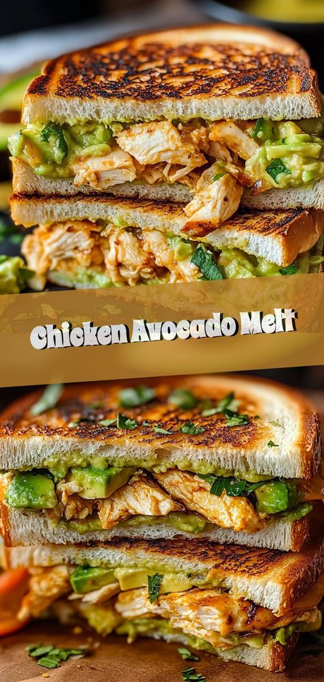 🌟🥑✨ Elevate your sandwich game today! Dive into our irresistible Chicken Avocado Melt—a creamy, cheesy masterpiece perfect for lunch or dinner. Chicken Avocado Melt, Avocado Melt, Work Lunch Recipes, Avocado Recipes Dinner, Chicken Melts, Dinner Meals, Chicken Avocado, Work Lunch, Rotisserie Chicken