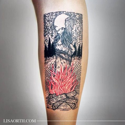 Burning witch persecution scene for Haley, thanks for your trust. Witch Burned At Stake Tattoo, Burning Witch, Burn Tattoo, Crash And Burn, Woodcut Tattoo, Engraving Tattoo, Occult Tattoo, Worlds Best Tattoos, Witch Tattoo