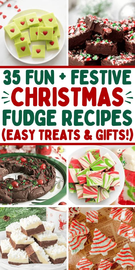 The best Christmas fudge recipes! These festive holiday snacks include fudge flavors like white chocolate, peppermint, sugar cookie, gingerbread, grinch, and quick and easy 3 ingredient Christmas chocolate fudge. Easy no bake homemade christmas treats, fudge christmas gift packaging, holiday fudge recipes christmas, christmas fudge recipes holiday gifts, fudge for christmas, christmas desserts fudge, homemade fudge christmas, christmas fudge aesthetic, food gifts, easy candy recipes, xmas ... Christmas Swirl Fudge, Holiday Fudge Recipes Easy, Easy Fudge Recipe Christmas, Best Fudge Recipes Ever Christmas, Holiday Fudge Recipes Christmas, Fudge Aesthetic, Gingerbread Grinch, Fudge Recipes Christmas, Best Christmas Fudge