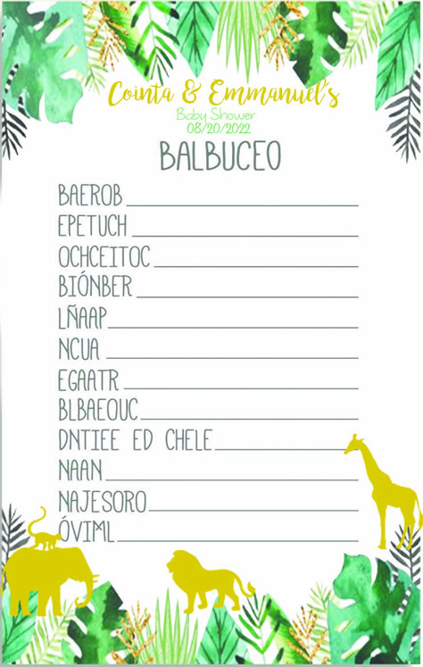 Juegos Baby Shower, Safari Baby Shower Boy, Baby Shower Unisex, Fiesta Shower, Baby Shower Safari, Baby Reveal Party, Unisex Baby Shower, Boy Baby Shower Ideas, Baby Shawer