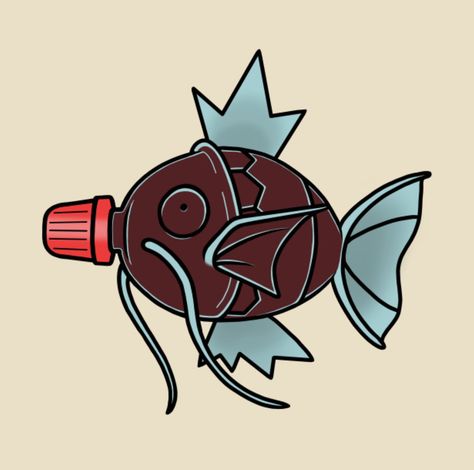 Magikarp Drawing, Gyrados Pokemon Art, Gyrados Pokemon Tattoo, Magikarp Art, Magikarp Tattoo, Shiny Magikarp, Pokemon Tattoos, Pokemon World, Old Pokemon