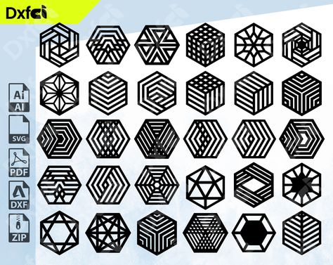 Geometric Pattern Hexagon, Butterfly Garden Art, Geometric Coaster, Hexagon Coasters, Geometric Vector, Laser Cnc, Hexagon Design, Wood Carving Patterns, Hexagon Pattern