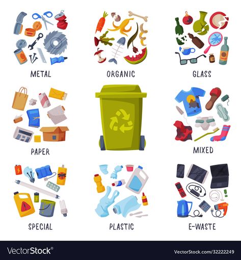 Biodegradable Waste, Garbage Waste, Recycling Activities, Types Of Waste, Merry Christmas Calligraphy, Paper Vector, E Waste, Organic Glass, Recycling Sorting