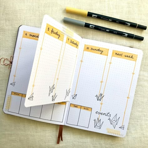 Dutch Door Bujo Spreads, Bullet Journal Weekly Spread One Page, Weekly Journal Spread, Bujo Dutch Door Ideas, Bujo Dutch Door, Bullet Journal Spending Tracker, Dutch Door Bullet Journal, Weekly Bullet Journal Layout, Bullet Journal Daily Spread