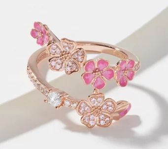 Cherry Blossom Jewelry, Cherry Blossom Ring, Wrap Around Ring, Cherry Blossom Flowers, Wedding Idea, Fancy Jewelry, Pink Gemstones, Bling Rings, Diamond Flower