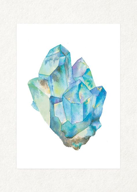 Watercolor Gem, Crystals Watercolors, Crystal Drawing, Tableau Art, Watercolor Inspiration, 판타지 아트, Watercolor Art Prints, Art Watercolor, Watercolor And Ink