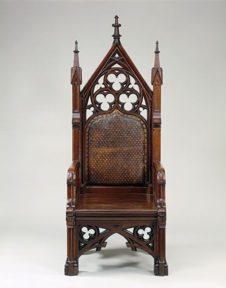 Walnut Gothic Revival armchair, attributed to Gustave Herter, ca. 1855 Gothic Revival Furniture, Gothic Chair, Gothic Interior, Medieval Furniture, Wicker Bedroom, Korat, Gothic Furniture, Gothic Design, Victorian Furniture