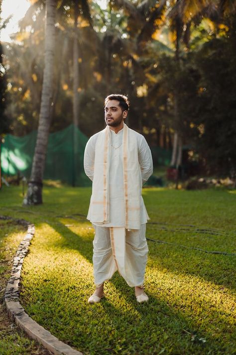 Classic Bangalore Wedding With A Bride In Vibrant Outfits Engagement Looks, Bangalore Wedding, Wedding Kurta For Men, Wedding Outfits For Groom, Groom Dress Men, Groom Photoshoot, Wedding Dresses Men Indian, Vibrant Outfits, Mens Wedding Attire