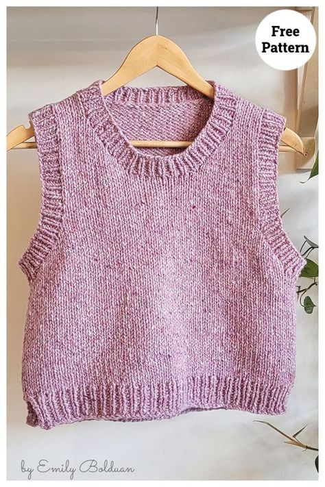 8 Cropped Vest Free Knitting Pattern Knitted Vest Patterns Free For Women, Cardigan Tutorial, Knit Vest Pattern Free, Simple Cardigan, Free Knitting Patterns For Women, Learn Crochet, Crochet Sweater Vest, Vest Pattern Free, Knitting Patterns Free Sweater