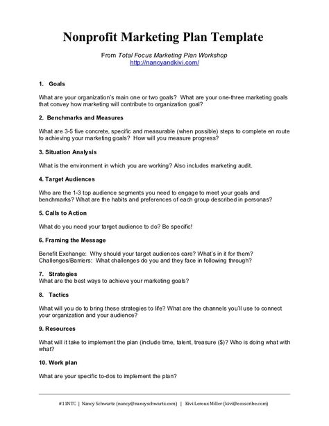 Nonprofit Marketing Plan Template                         From Total Focus Marketing Plan Workshop                        ... Marketing Planning Calendar, Marketing Plan Outline, Marketing Plan Example, Nonprofit Social Media, Event Marketing Plan, Nonprofit Startup, Social Media Strategy Template, Small Business Marketing Plan, Nonprofit Management