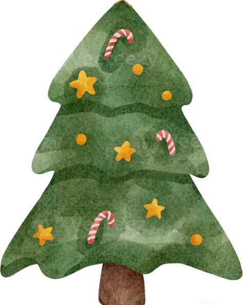 Cute Png, Watercolor Christmas Tree, Watercolor Christmas, Christmas Clipart, Christmas Watercolor, Free Png, Png Images, Template Design, Vector Free