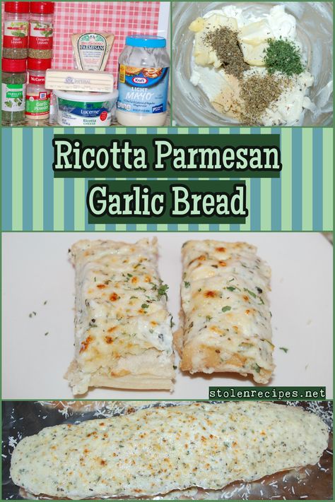 Uses For White Bread, Ricotta Garlic Bread, Bread With Ricotta Cheese, Ricotta Cheese Bread, Butter Mayonnaise, Butter Mayo, Ricotta Cheese Recipes, Garlic Cheese Bread, Cheese Butter