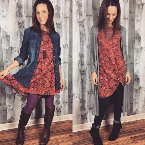 Fall is here! Transition you LuLaRoe Carly into the colder months. #LuLaRoe… Lula Outfits, Look Short, Lularoe Styling, Lula Roe Outfits, Comfy Outfits, Fall Winter Outfits, Autumn Winter Fashion, Casual Fashion, Style Me