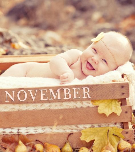 21 Wonderful Names For November Borns Fall Baby Photos, Names For Babies, Fall Baby Pictures, Autumn Newborn, November Baby, Born In November, Monthly Baby Pictures, Bags Ideas