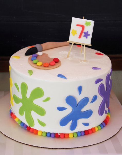 5M Creations: Rainbow Art Party- art / paint cake Art Party Cake, Rainbow Art Party, Art Party Cakes, Artist Birthday Party, Art Birthday Cake, Art Themed Party, Artist Cake, Painting Birthday Party, Birthday Cake Decoration