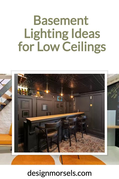 Basement light ideas for low ceilings Ceiling Basement, Low Ceiling Basement, Custom Bookshelves, Basement Lighting, Lighting Tips, Low Ceilings, Puck Lights, Creative Lighting, Light And Space