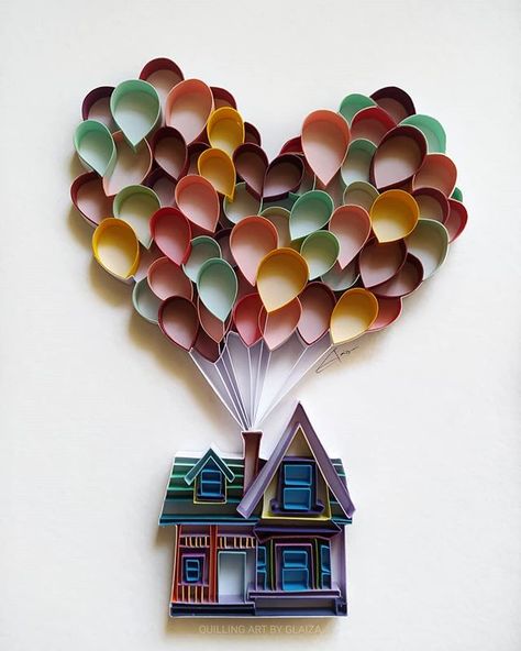 Quilling Art by Glaiza on Instagram: “Paper Quilling 'Flying House' | On the Edge 🏘️🎈 ---- For as the heavens are higher than the earth, so are my ways higher than your ways, and…” Basic Quilling, Flying House, Quilling Comb, Diy Quilling Crafts, Quilling Flower Designs, Matchbox Crafts, Gift Boxes Decoration, Paper Quilling Flowers, Paper Quilling Cards