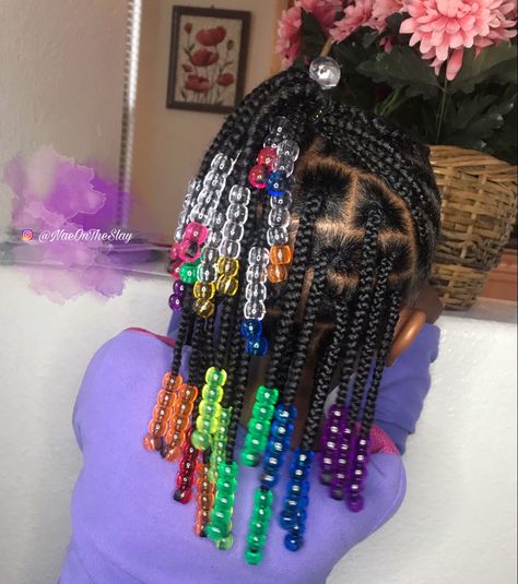 Rainbow Beads Hair Braids, Kids Plaits Girls Hair Ideas Black, Toddler Knotless Braids With Beads, Black Baby Hairstyles, Hair Braid Beads, Braid Styles For Girls, Daughter Hairstyles, Toddler Braids, Cute Toddler Hairstyles