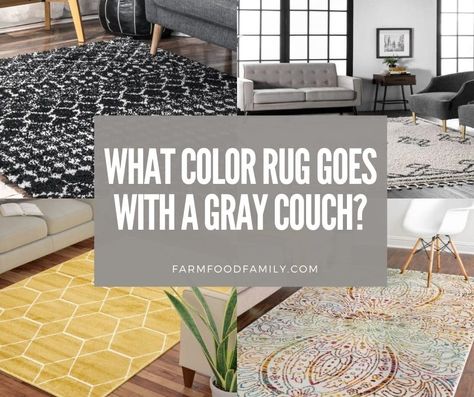 what-color-rug-goes-with-gray-couch Area Rug For Grey Couch Color Palettes, What Color Rug For Gray Couch, Rug Color For Light Gray Couch, Living Room Rugs On Hardwood With Grey Couch, Grey Couch With Rug Ideas, Grey Couch Wood Floors, Rug For Gray Couch Living Room, Rug With Light Grey Couch, Rug Color With Gray Couch